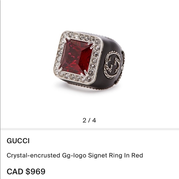 Authentic GUCCI crystal encrusted GG ring - Picture 3 of 6